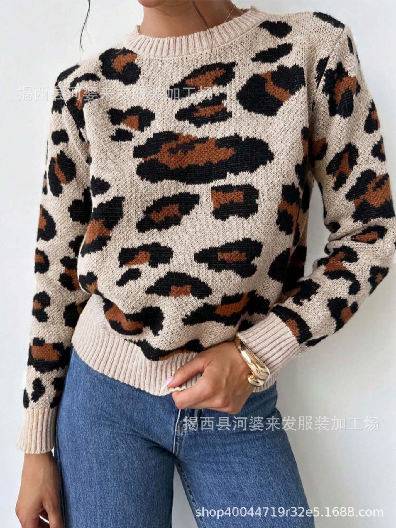 (Cross-border trading), demi-season retro sweater with a round collar