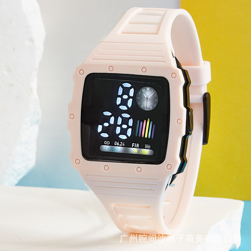 Moda simple macaron LED reloj electrónico Junior High School estudiante pareja reloj digital de una sola pieza reloj de entrega