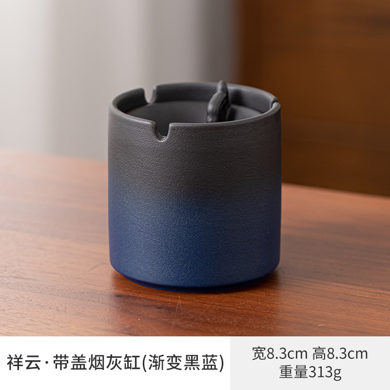 Cenicero de cerámica de gran tamaño, personalidad creativa, hogar retro estilo chino, sala de estar de lujo ligera, cenicero de tendencia de oficina
