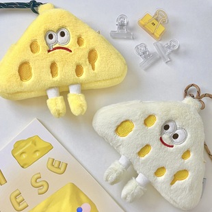 Cheese Cheese Neck Coin Purse Japanese Card Bag Crossbody Bag Funny Expression Plush Bag Student Couple Gift