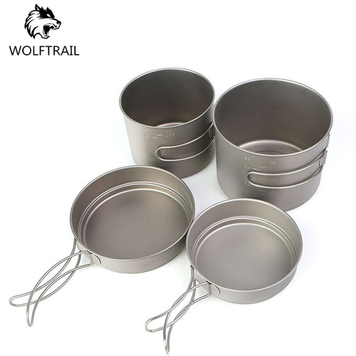 Outdoor Pure Titanium 1100-1600L Pot Burner Set for Cooking Rice and Stews, Folding Pot with Foldable Handle, Hanging Pot Set