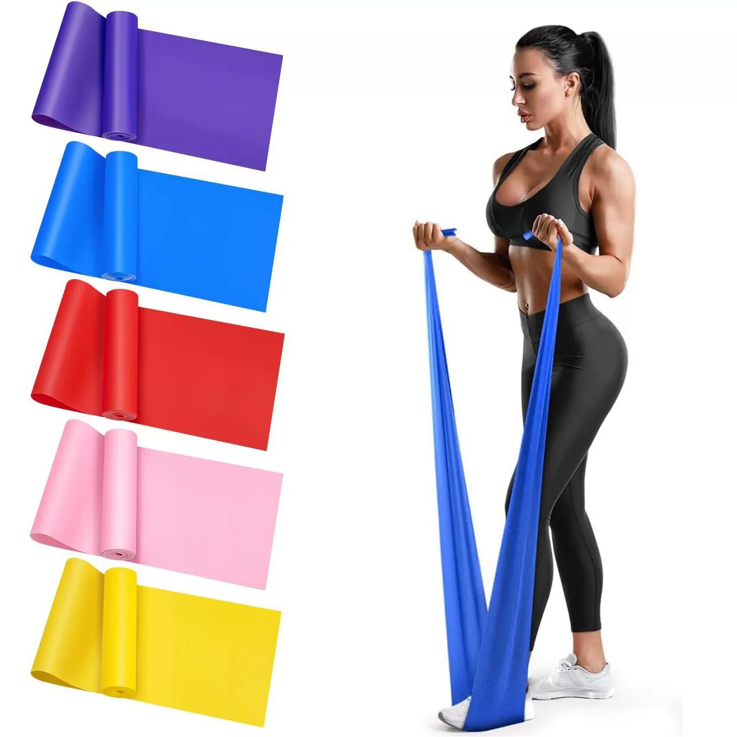 Cross-Border Tpe Fitness Special Resistance Band Yoga Pilates Stretching Elastic Band Exercise Rehabilitation Training Tension Sheet