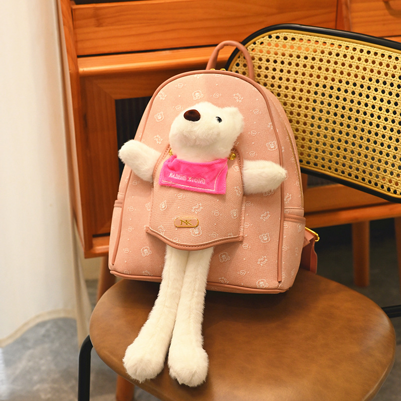 Mochila de oso de peluche tridimensional de dibujos animados encantadora impresión de niña mochila de gran capacidad otoño y invierno nueva bolsa de mujer de comercio exterior
