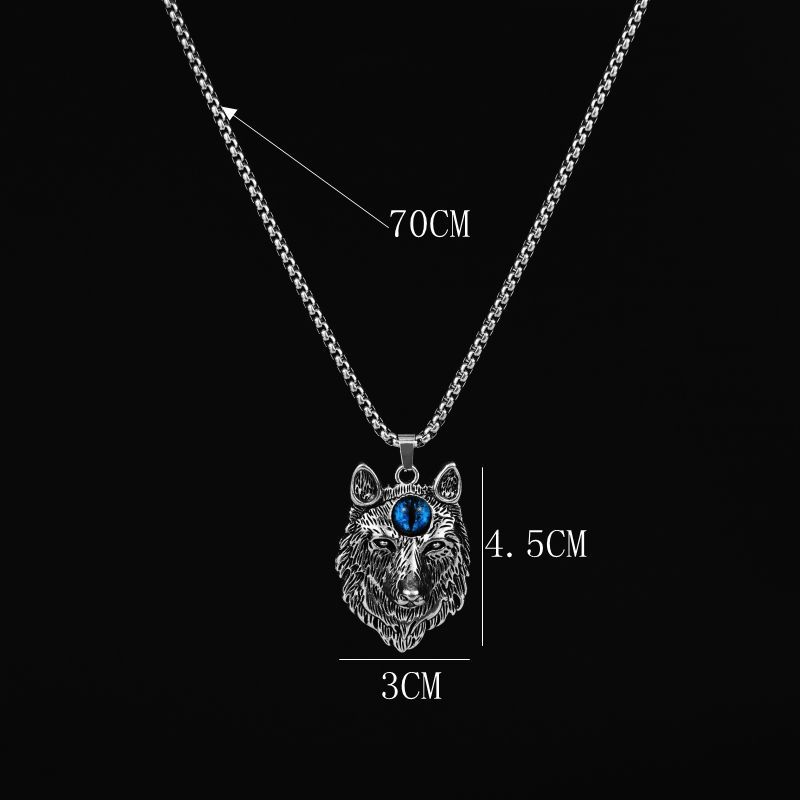 Punk Wolf Head Men's Devil's Eye Personalized Trendy Heap Pendant Necklace_voghion.com