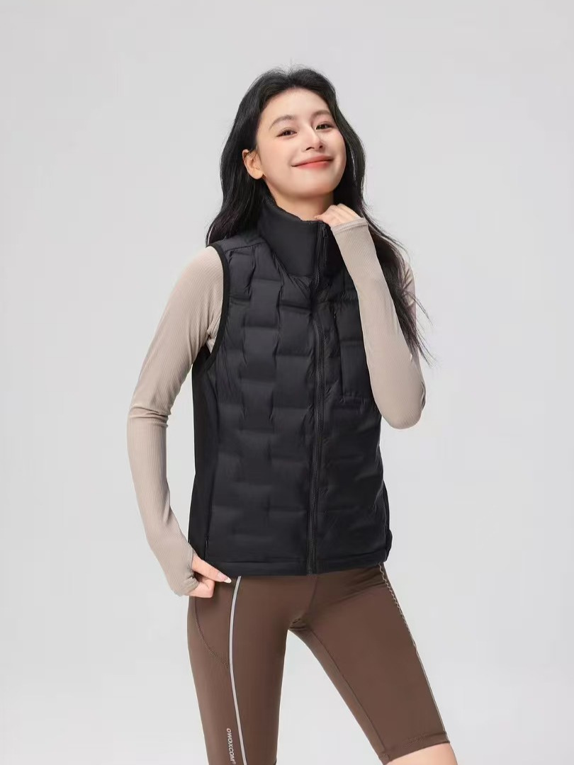 Pinghu chaqueta de pluma de mujer chaleco 90 lana nuevo tipo ligero otoño y invierno de moda casual abrazadera de caballo universal chaleco cálido abrigo