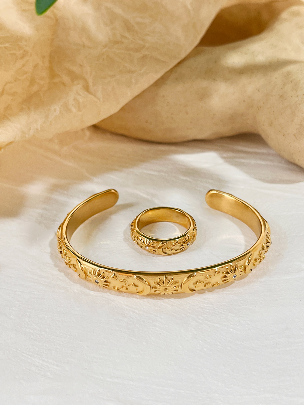 Original Design Star Moon Stainless Steel Plating Inlay Rhinestones Bangle 1 Piece