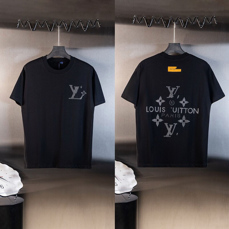 Cross-Border Luxury Brand Top-Quality Trendy L Brand Short-Sleeve New Letter Logo Round Neck Versatile Loose-Fit Unisex T-Shirt