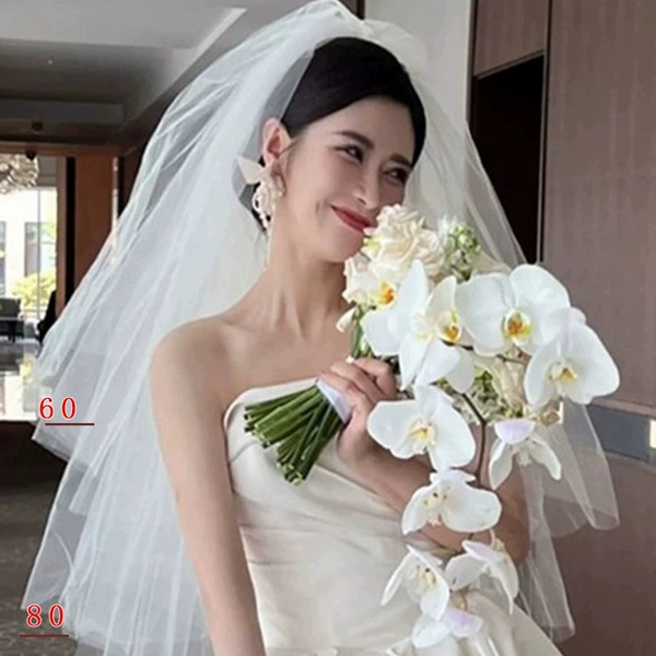 White double-layer organza 60-80 metal hair comb