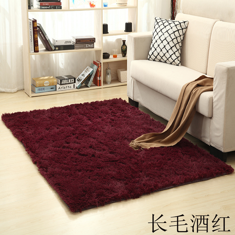 Alfombra de lana de seda, resistente a la suciedad y fácil de cuidar, alfombra de sala de estar, almohadilla de pie absorbente de pelo largo de color sólido, almohadilla antideslizante de gran superficie