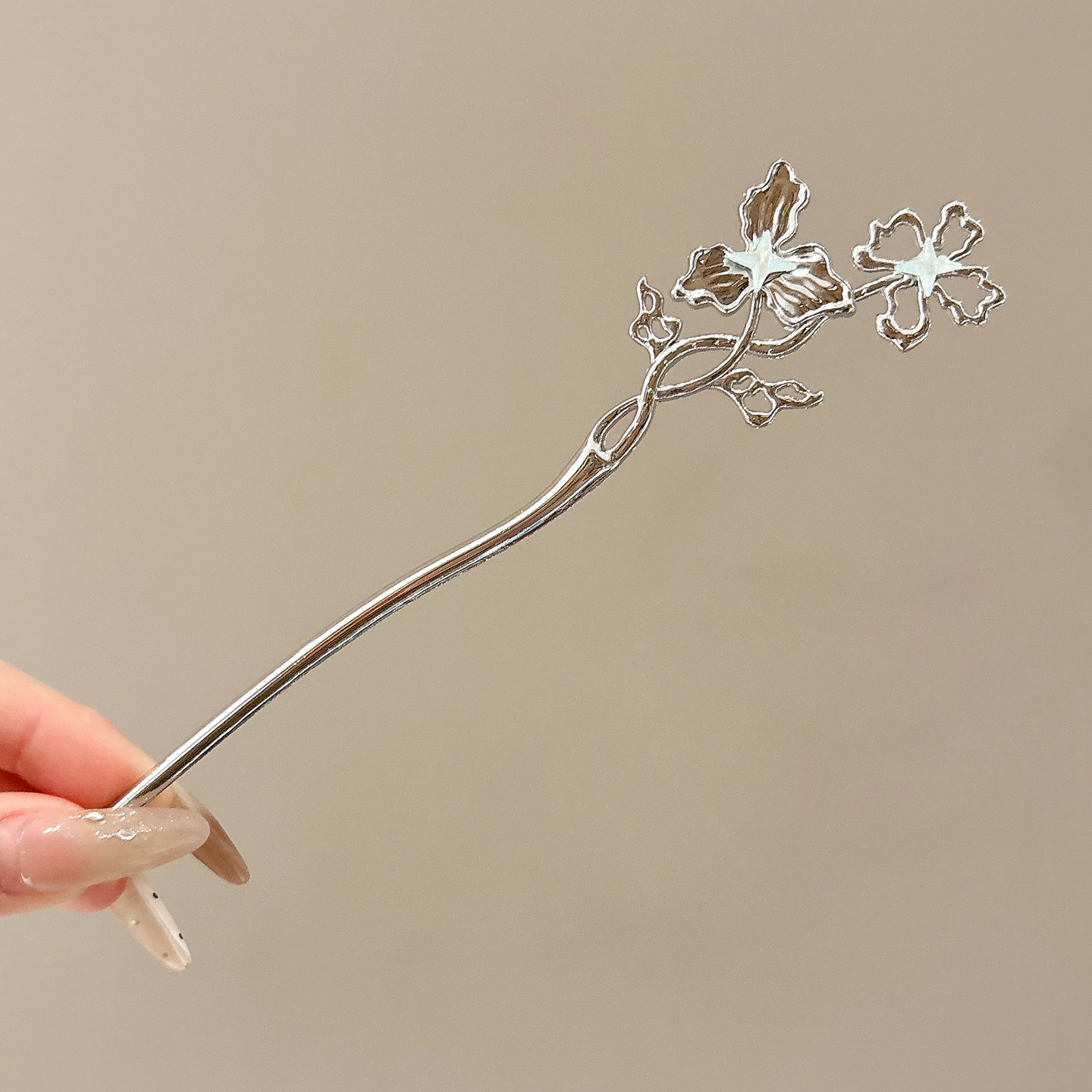 Nueva horquilla de flores de estilo antiguo chino, horquilla de sentido avanzado moderno, horquilla de cabello femenino, horquilla de Hanfu, tocado de horquilla de madera