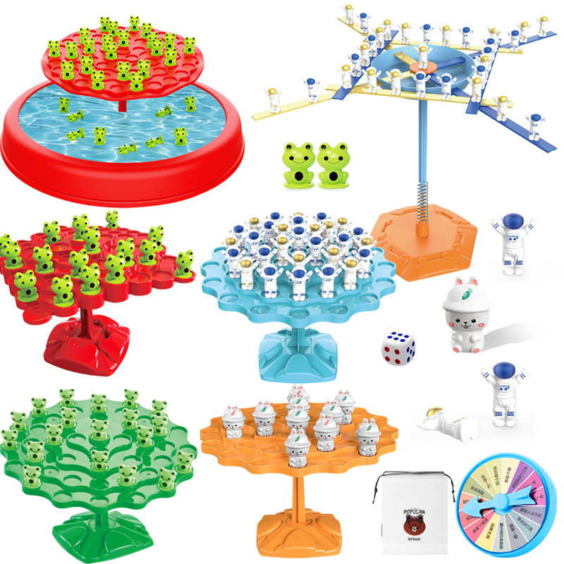 Árbol de equilibrio de rana transfronteriza juegos de mesa de puzzle para niños árbol de equilibrio espacial dobles juguetes de batalla interactivos