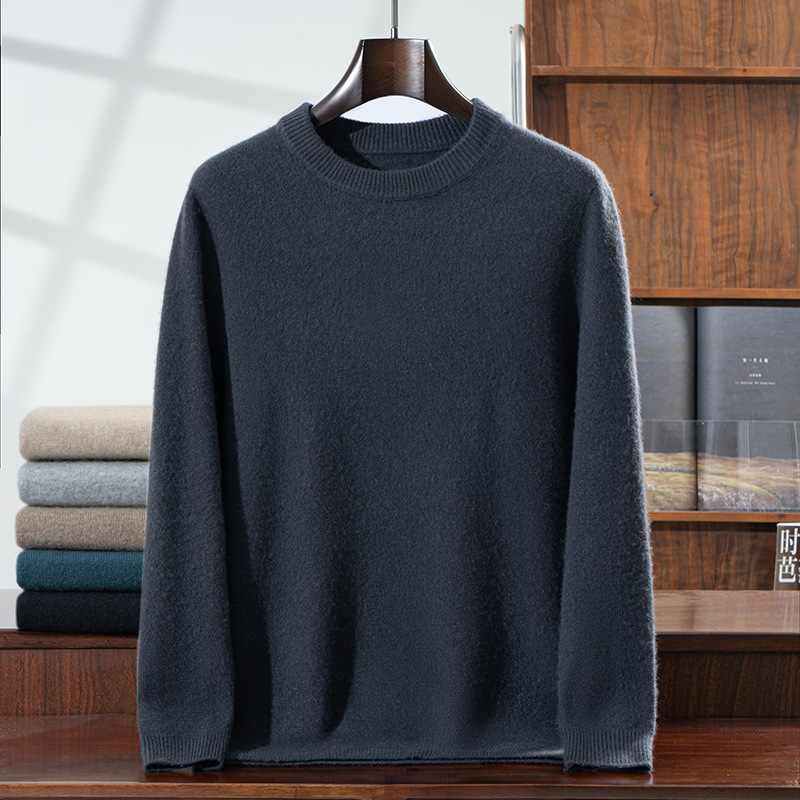 Men's Cashmere Sweater, Simple and Versatile Knitted Bottoming Sweater, Round Neck, Loose, Slimming Look, Warm Inner Sweater Pullover Men's Cashmere Sweater, Simple and Versatile Knitted Bottoming Sweater, Round Neck, Loose, Slimming Look, Warm Inner Sweater Pullover