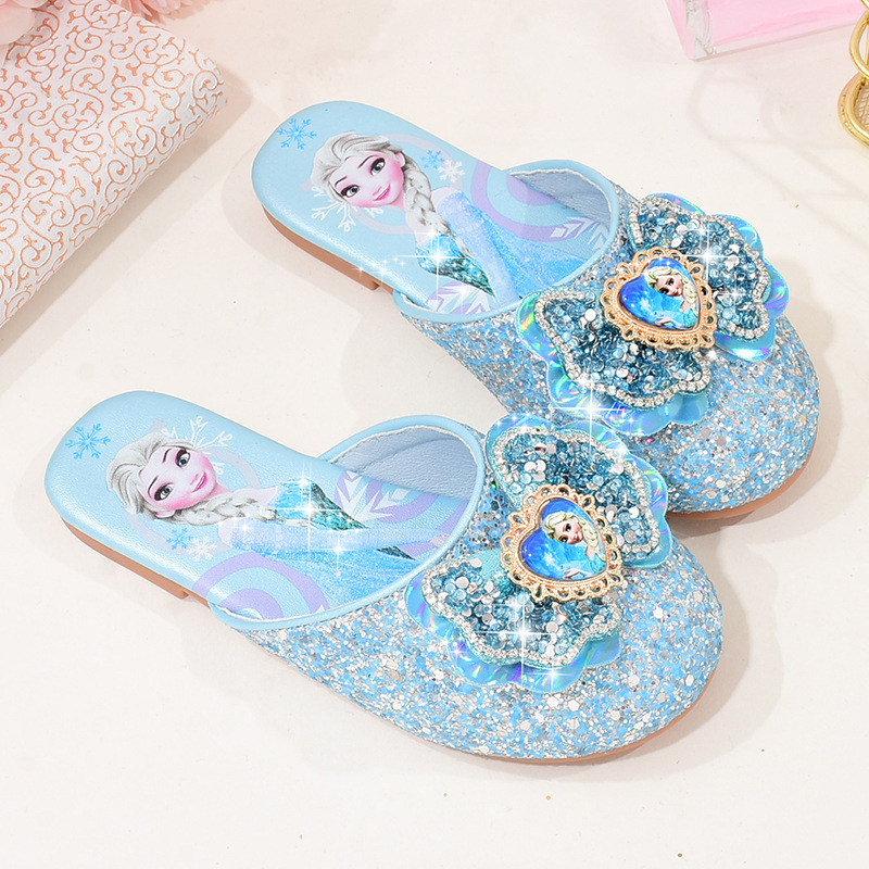 Zapatillas de las muchachas primavera y otoño niños lindos princesa cerrado toe sandalias bebé congelado Elsa zapatos interior verano