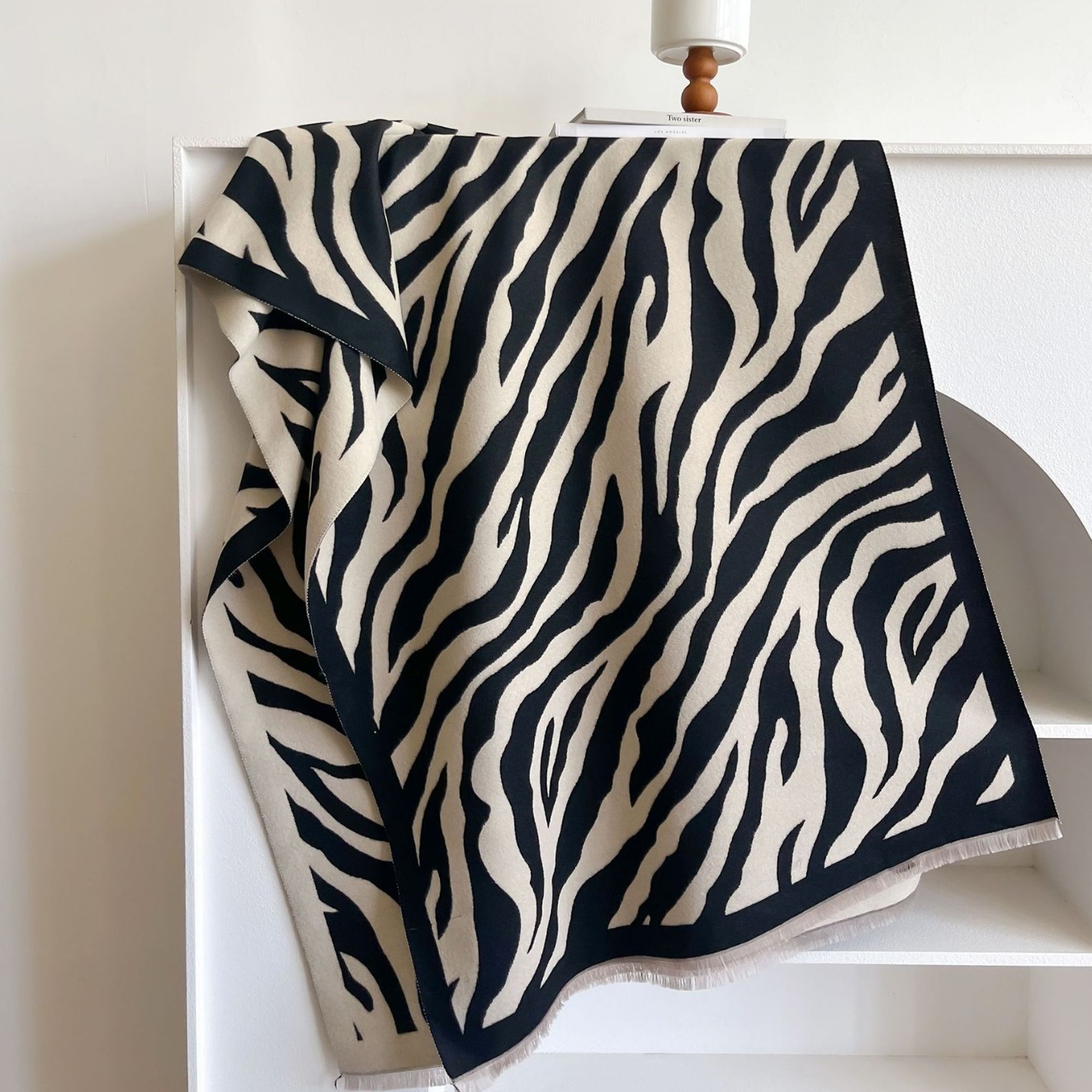 Moda coreana de moda zebra imita bufandas de cachemira para mujeres otoño invierno collar espeso y cálido chal decoración