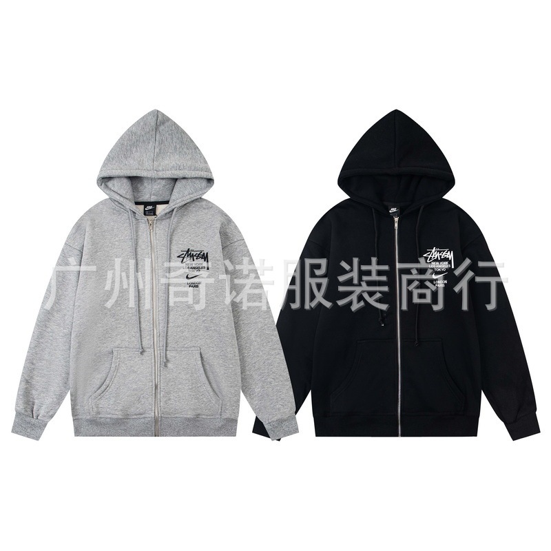 24现货跨境欧美外贸S字母联名系列刺绣宽松简约加绒套装代发|undefined