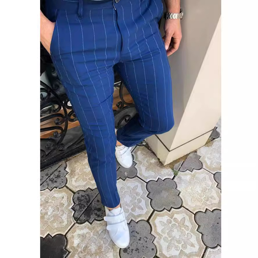 2023 el comercio exterior transfronterizo exclusivo nuevo negocio de los hombres punteado rayas casual lápiz pantalones deseo image 5