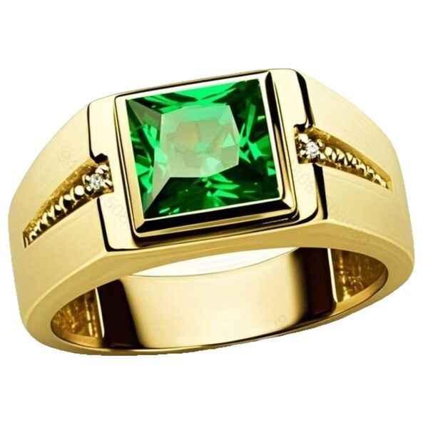 trend fashionable green square ring with stone with zircon for men…
