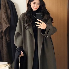 呢子大衣女中长款秋冬新款感韩系赫本风气质加厚毛呢外套