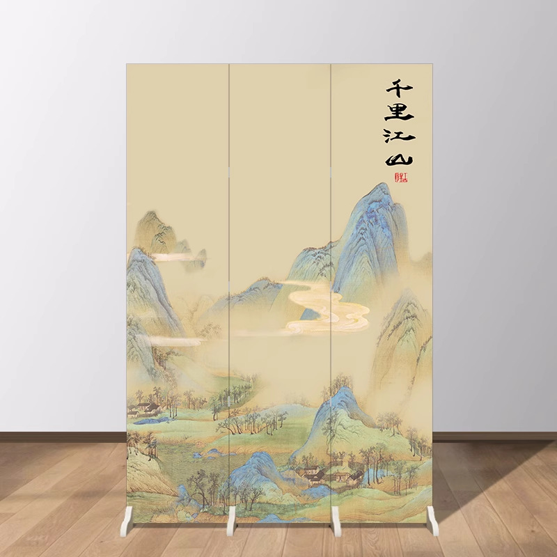 Chinese Style Landscape Screen Partition Living Room Office Entrance Bedroom Folding Mobile Entrance Door for Home