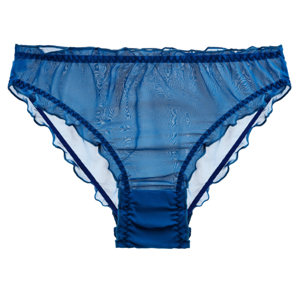 Lady Mulberry Silk Panties Translucent Chiffon Sexy Briefs Ruffled Underwear - Picture 22 of 23