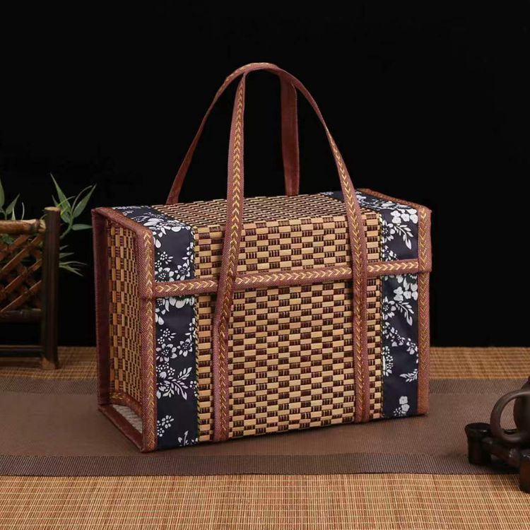 Bamboo Basket, Hand-Held Basket, Rice Dumplings, Sausages, Cured Meat, Mooncakes, Crabs, Eggs, Fruits, Specialty Products, Foldable Bamboo Woven Gift Box Packaging Bamboo Basket, Hand-Held Basket, Rice Dumplings, Sausages, Cured Meat, Mooncakes, Crabs, Eggs, Fruits, Specialty Products, Foldable Bamboo Woven Gift Box Packaging