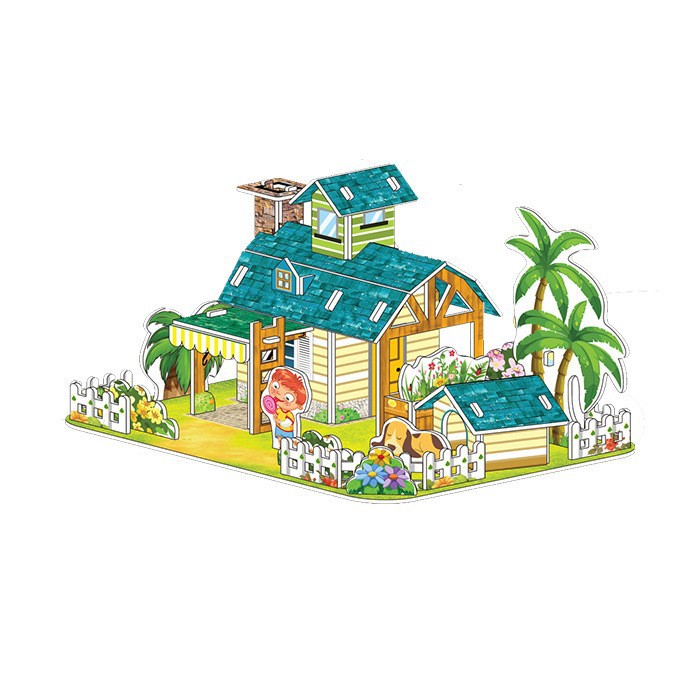 3D rompecabezas tridimensional para niños juguetes para padres e hijos construcción casa rompecabezas hecho a mano modelo de papel regalo ensamblaje interactivo