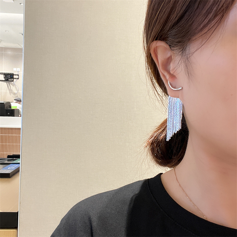 Fashion Solid Color Copper Tassel Plating Drop Earrings 1 Pair