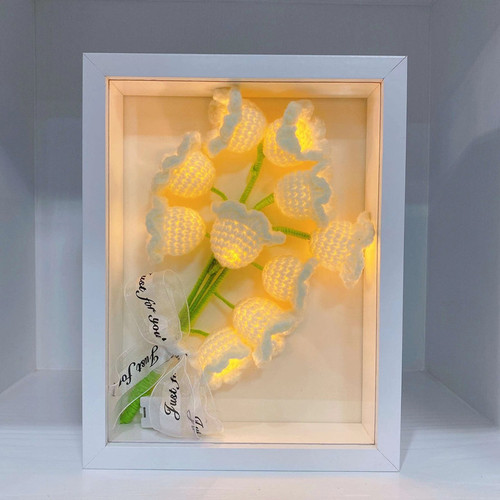Handmade lily of the valley finished product night light potted plant eternal flower finished woolen crochet creative gift