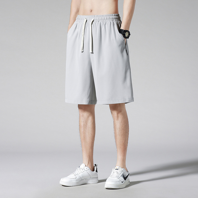 Ice Silk shorts men's summer sports loose basketball shorts ice pants solid color trendy casual shorts Ice Silk shorts men's summer sports loose basketball shorts ice pants solid color trendy casual shorts