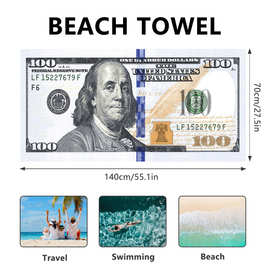 beach towel跨境热销美元沙滩巾超细纤维印花浴巾吸水毛巾可定制