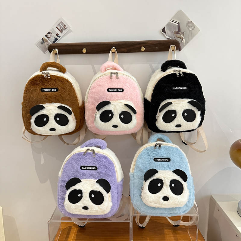2025 nueva mochila infantil de peluche jardín de infantes caricatura lindo panda pequeña mochila mini mochila bebé