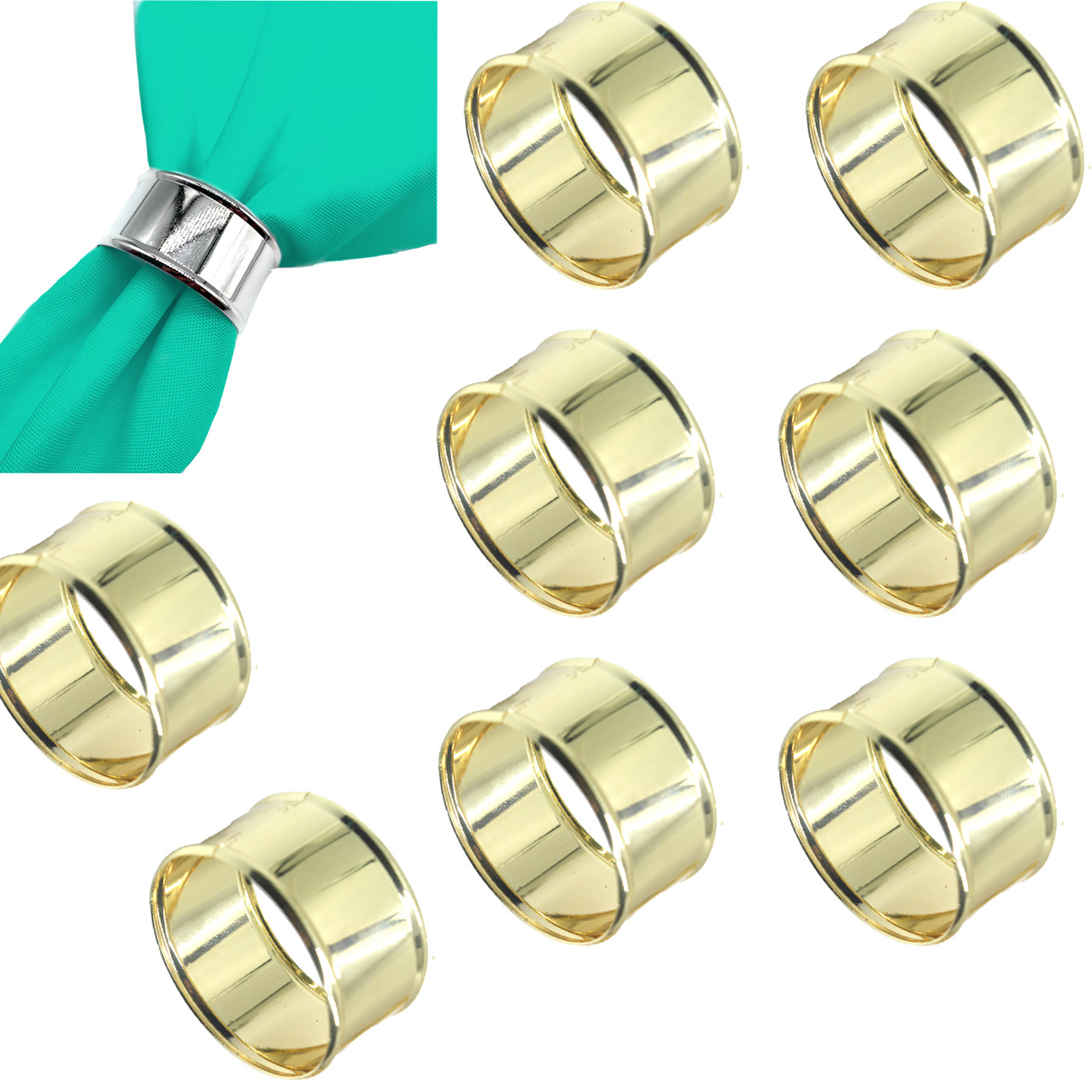 Los fabricantes venden exquisitas servilletas de metal, botones, mesas de comedor, platos, adornos, vajillas, reuniones de hotel en casa, imprescindibles