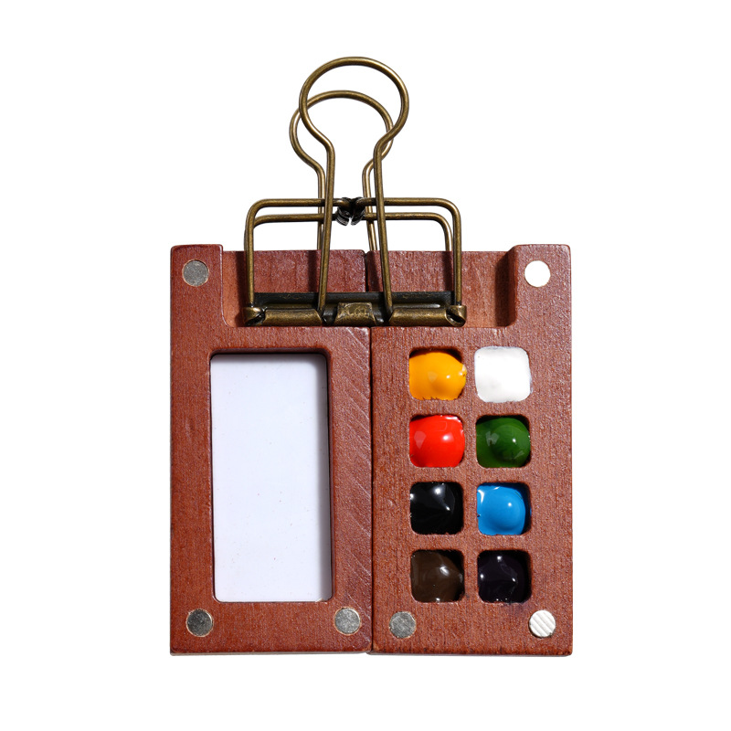 Mini caja de pintura de acuarela caja de nuez portátil cuaderno de dibujo de viaje cuaderno de dibujo conjunto de color image 6
