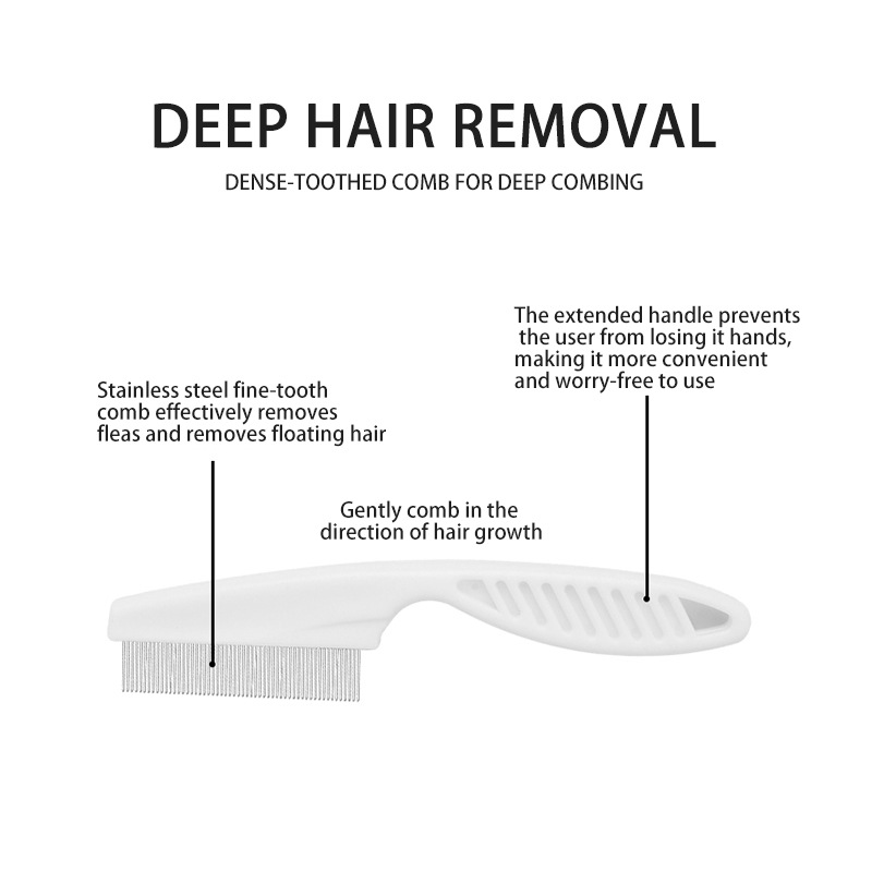 Venta caliente de Amazon peine de pulgas para mascotas para eliminar el vello flotante y eliminar las pulgas, piojos, dientes densos, peine de aguja, limpieza de mascotas, belleza