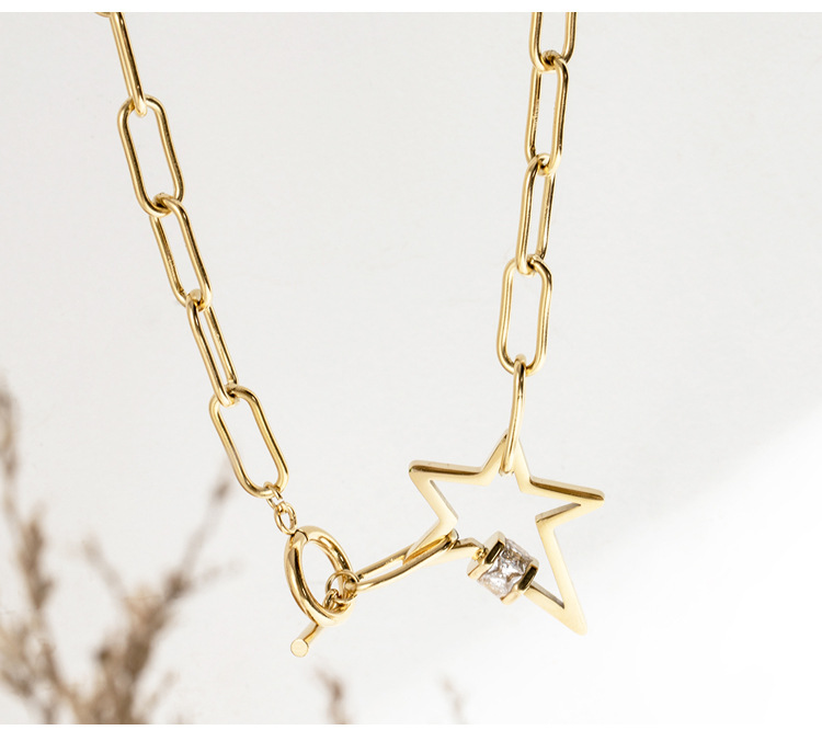 Five-pointed Star Ot Buckle Titanium Steel Necklace Wholesale display picture 3