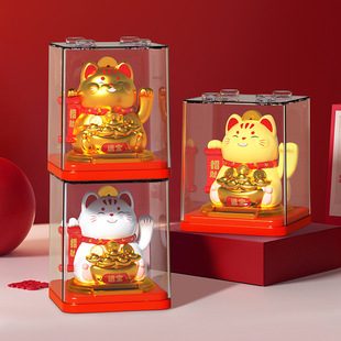 New solar lucky cat 3 inch ornaments automatically beckons cute lucky cat desktop car decorations wholesale