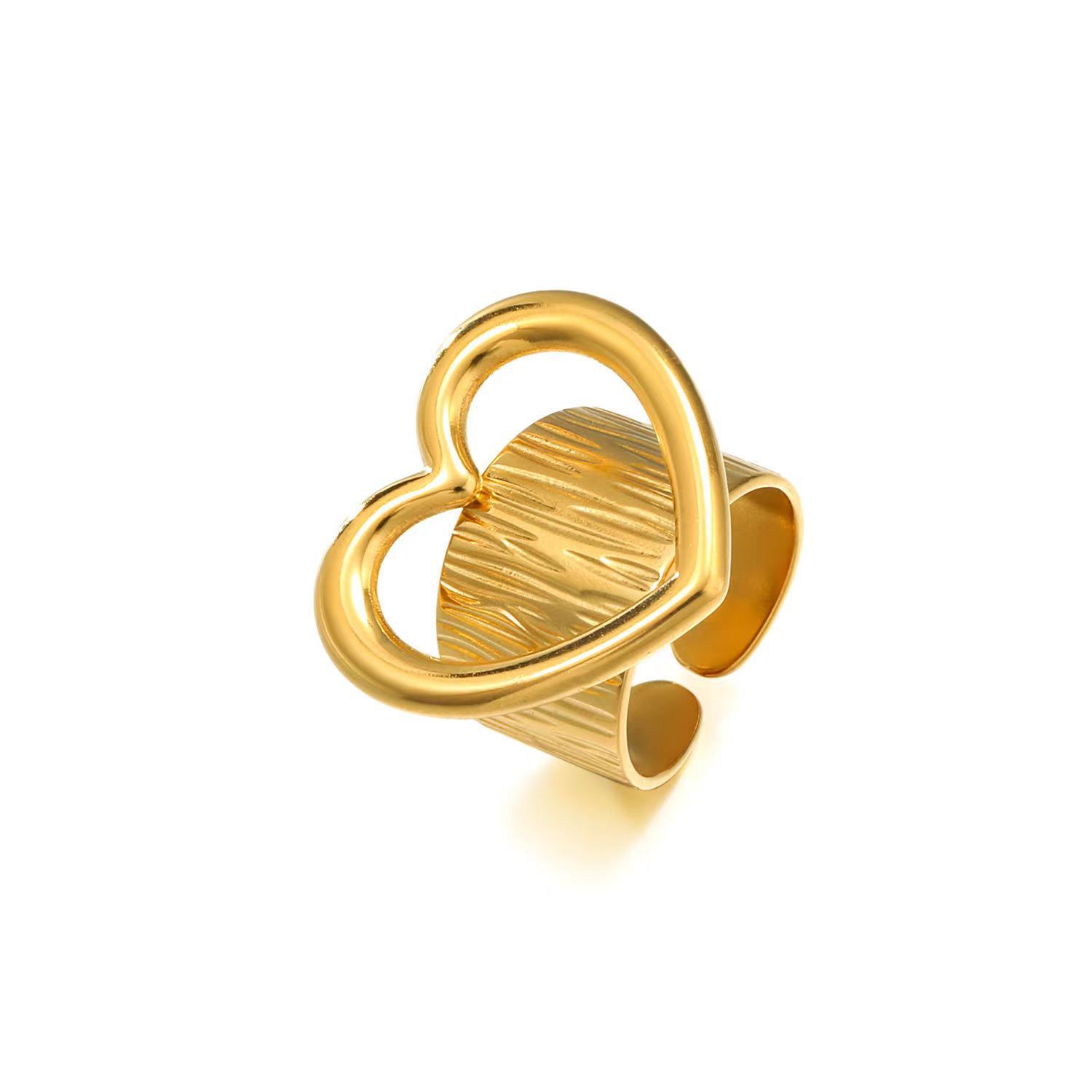 Simple Style 304 Stainless Steel Geometric Heart Shape Flower Women's Open Rings display picture 3