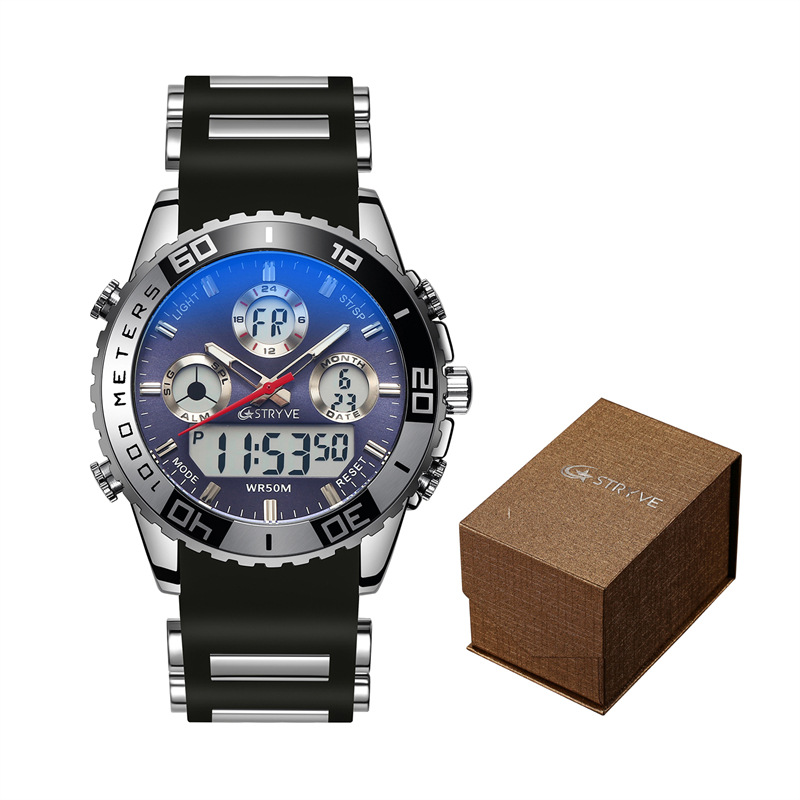 STRYVE nuevo reloj deportivo para hombres de doble pantalla todo el punto rápido cronometraje luminoso reloj de moda entrega de una pieza