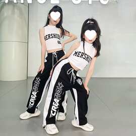女童夏季街舞套装少儿爵士舞服装六一演出服中大童短款露脐装夏装