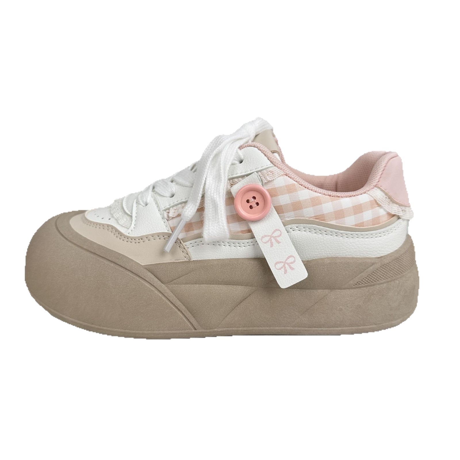 Zapatos de onda lejana para mujer 2025 nuevos zapatos de pan de estilo caliente zapatos blancos de suela gruesa zapatos de tabla zapatos casuales de nicho de todo fósforo