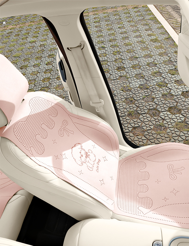 Car Seat Cushion Cartoon Suede Half-Cover Seat Cover New Style Cute Breathable Car Seat Cushion for Women