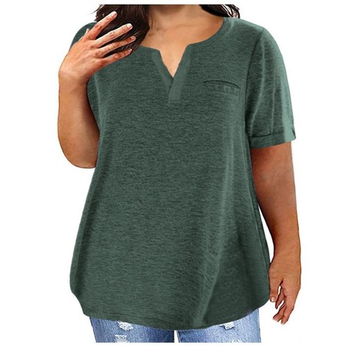 Independent station Western and Spring Summer Upfrosted Short Sleeve Pocket Loose T-shirt for Women