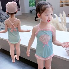 Girls' Summer Vacation Swimwear 2022 New Cute One-Piece Tankini Swim Suit for Young Children Mermaid Costume Swim Cap
