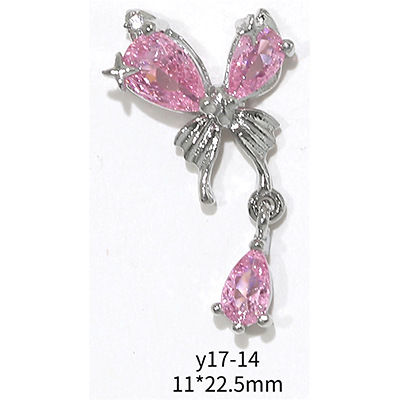 En línea popular LZ estrella mango circón joyería de uñas al por mayor amor cadena arco Rosa diamante decoración de uñas