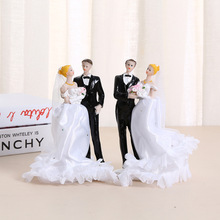 甜品台蛋糕装饰结婚纪念品婚庆人偶 新郎新娘树脂婚礼工艺品摆件