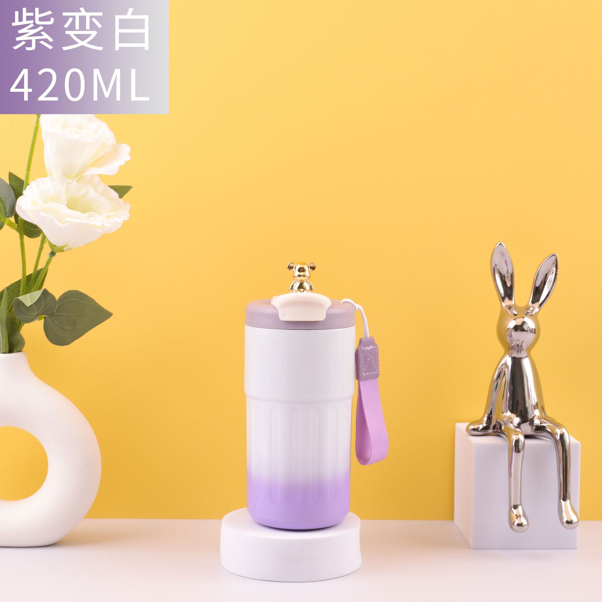 Red caricatura oso 316 taza de café de acero inoxidable caliente inteligente caliente portátil taza caliente taza de estudiantes