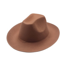 纯色包边礼帽毛呢西部牛仔帽四季款亚马逊保暖遮阳卷檐骑士爵士帽