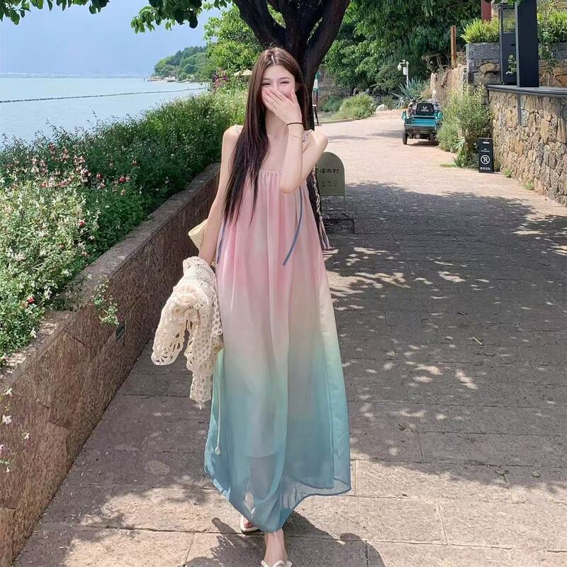 Korean-Style Sweet Gradient Beach-Style Suspender Dress 2026 Summer New Design Seaside Vacation Suspender Dress Korean-Style Sweet Gradient Beach-Style Suspender Dress 2026 Summer New Design Seaside Vacation Suspender Dress