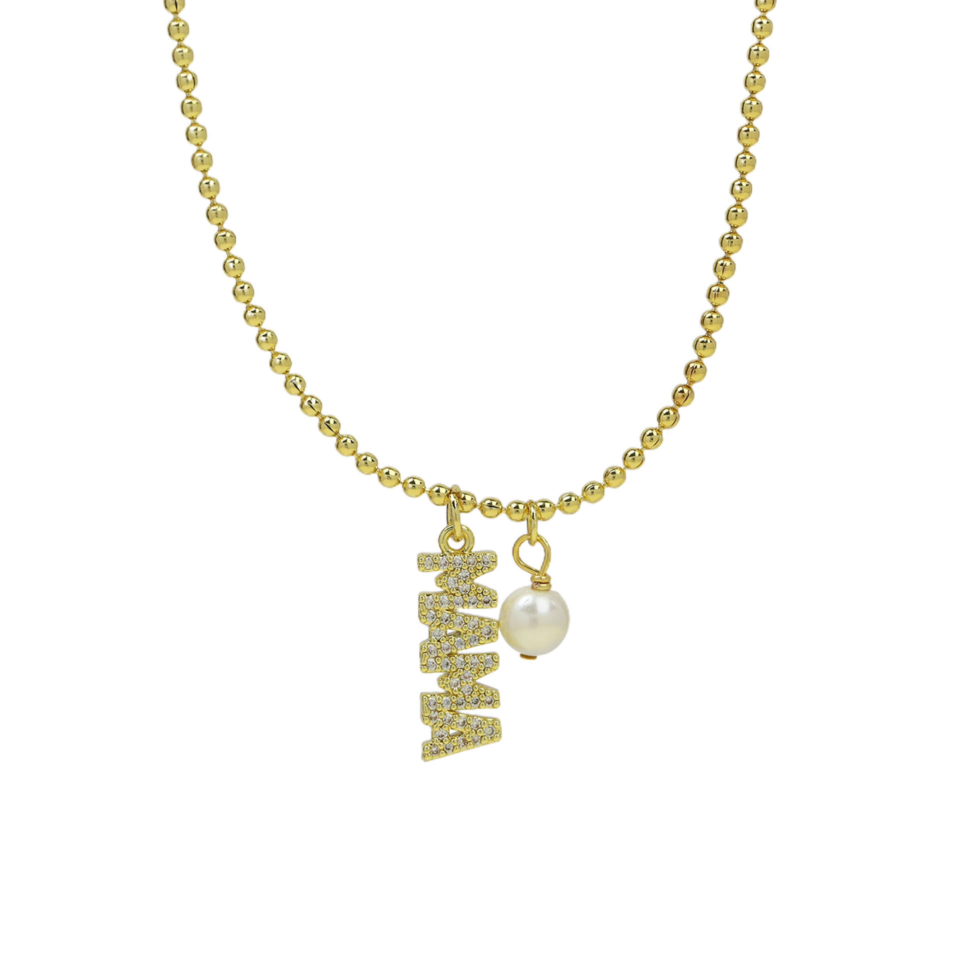 Daily, Festival Occasion Copper Material Mother'S Day Festival Letter Pattern Wholesale Jewelry Simple Style Classic Style Letter Copper Plating Pendant Necklace Beaded Chain