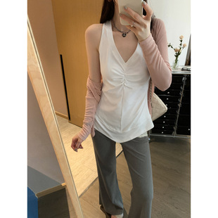 Summer Niche Design Pleated Waist Camisole Women's 2025 New White Unique Slimming Look Top